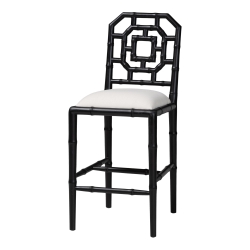 bali & pari Boone Counter Stool with Chinoiserie Design, Black